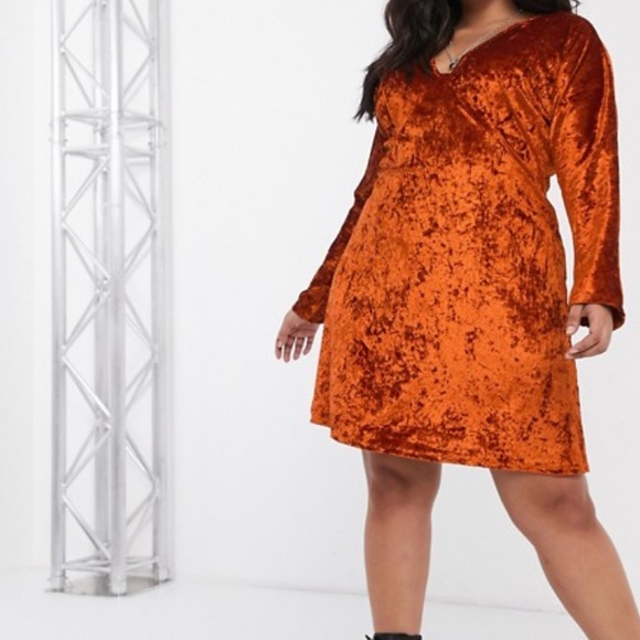 ASOS Curve Dresses & Skirts - ASOS Curve Velvet Mini Dress in Rust US 16